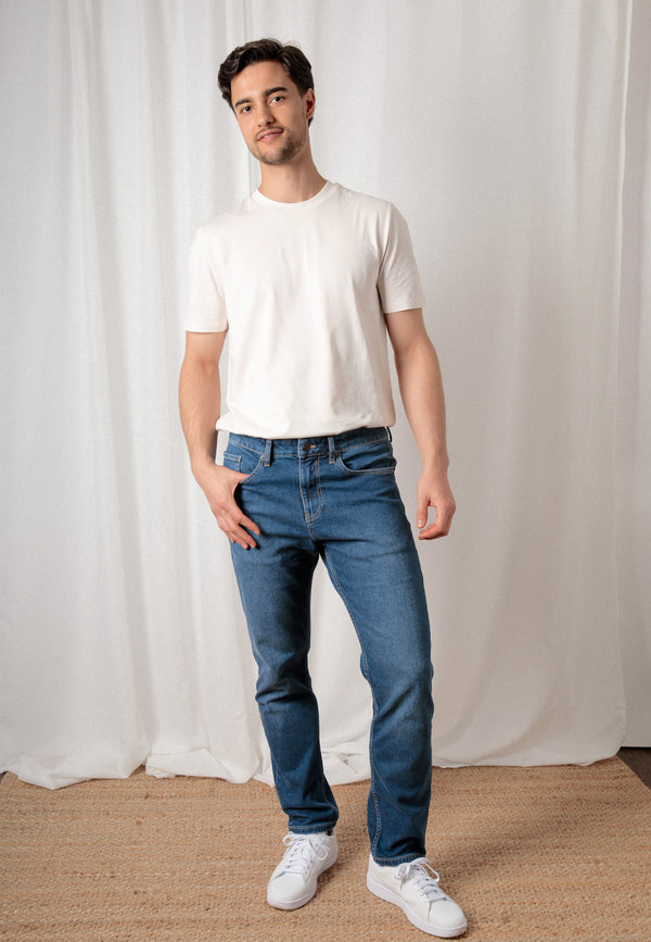 BENNY | Sustainable slim fit men's jeans made from organic denim in mid indigo