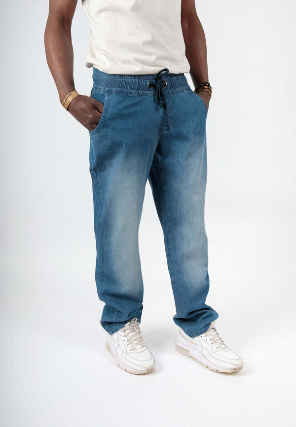 CHARLIE | Sustainable unisex summer jeans made from organic denim in mid-indigo