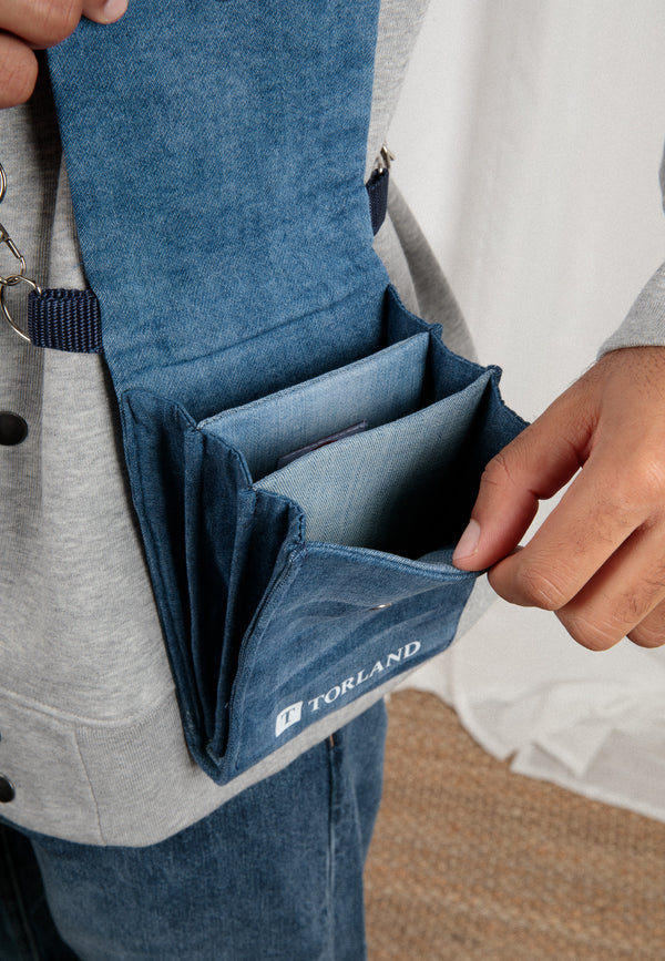ULF | Sustainable shoulder bag with compartments made from upcycled denim