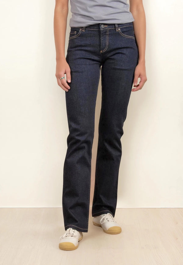 JOAN | Sustainable straight fit women's jeans made from organic denim in mid indigo 