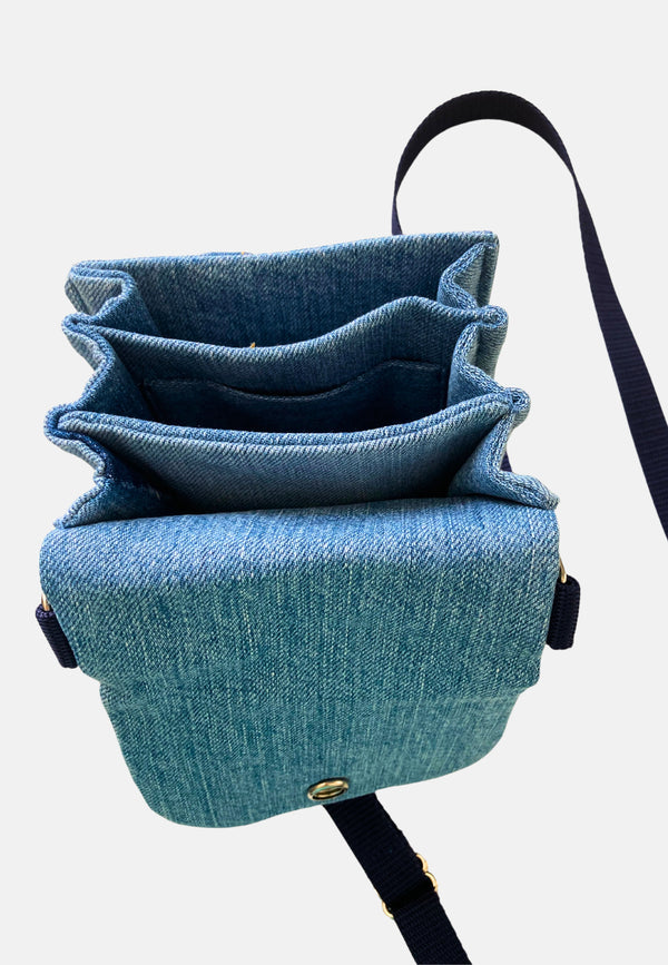 ULF | Sustainable shoulder bag with compartments made from upcycled denim