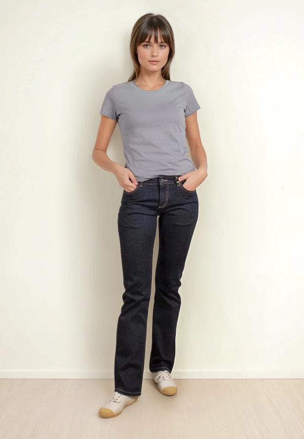 JOAN | Sustainable straight fit women's jeans made from organic denim in mid indigo 