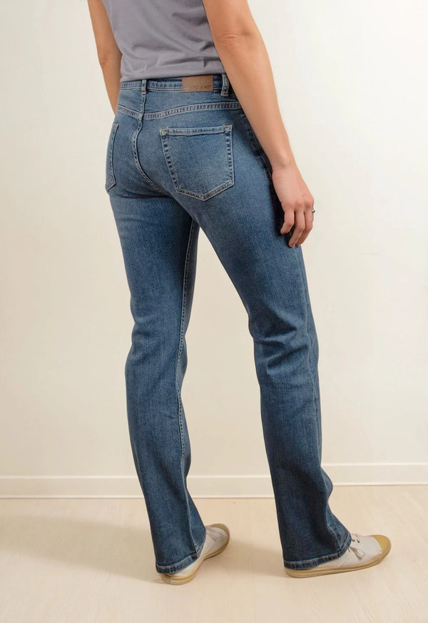JOAN | Sustainable straight fit women's jeans made from organic denim in mid indigo 