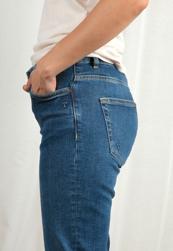 JOAN | Sustainable straight fit women's jeans made from organic denim in mid indigo 