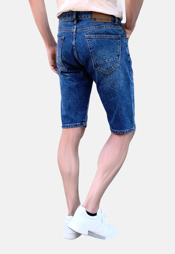 SHANE | Sustainable denim shorts for men made from 100% organic cotton in mid indigo 