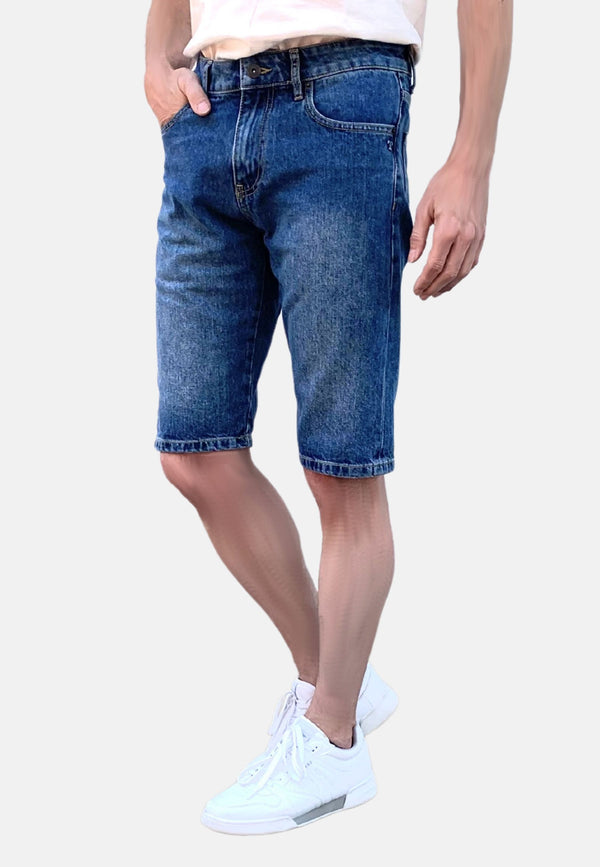 SHANE | Sustainable denim shorts for men made from 100% organic cotton in mid indigo 