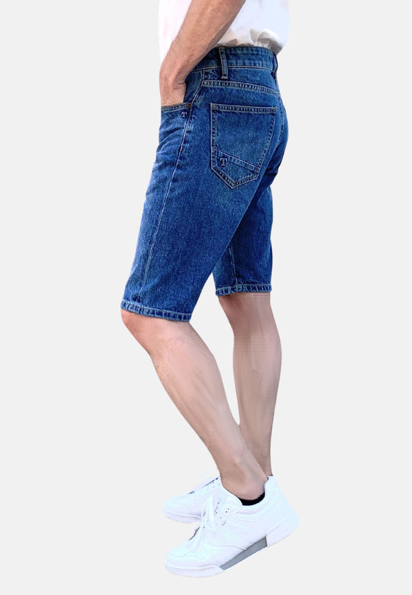 SHANE | Sustainable denim shorts for men made from 100% organic cotton in mid indigo 