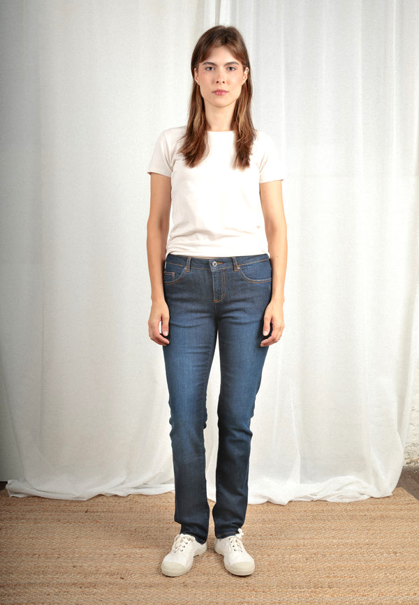 TERESA | Sustainable regular fit women's jeans made from organic denim in dark indigo 