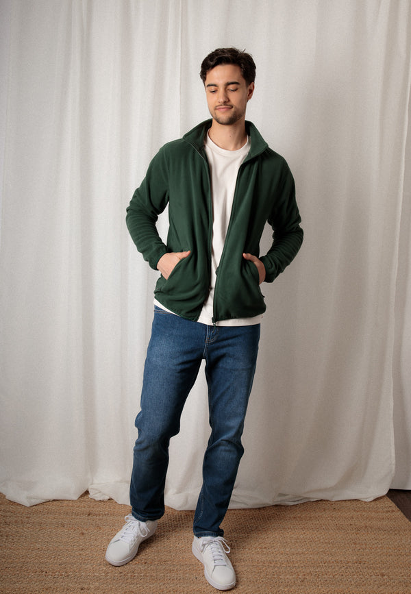 ZEDAN | Nachhaltige Herren Basic Fleecejacke aus 100% recyceltem Polyester