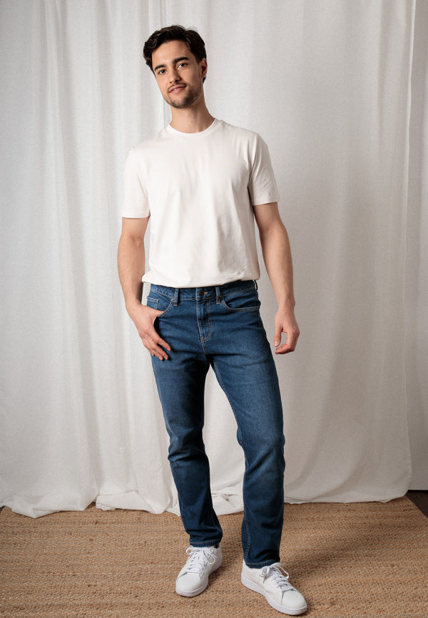 BENNY | Sustainable slim fit men's jeans made from organic denim in mid indigo 