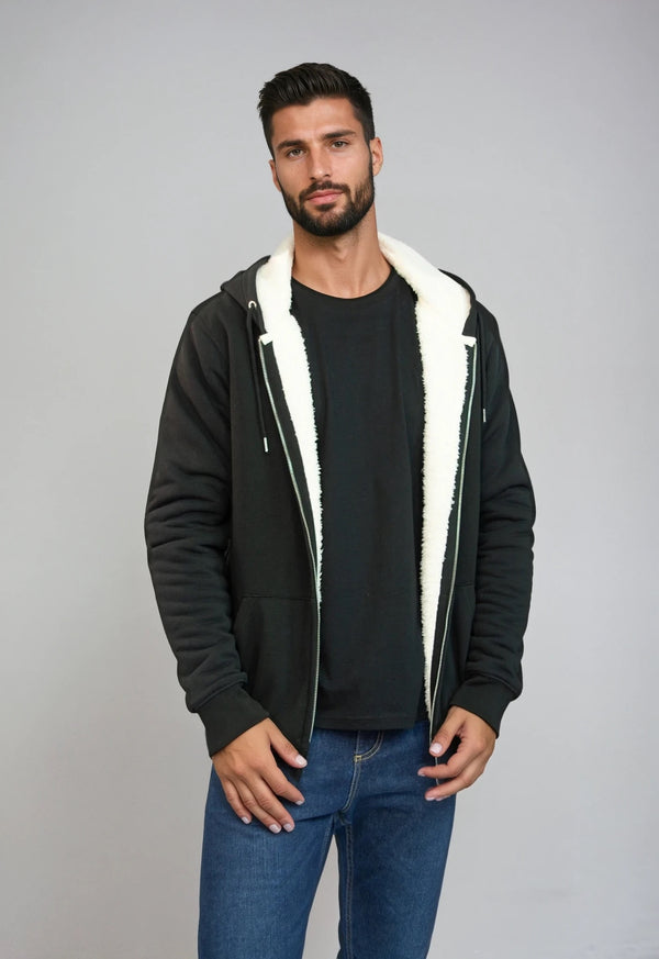 HYGGER SHERPA | unisex zip hoodie with sherpa inner lining