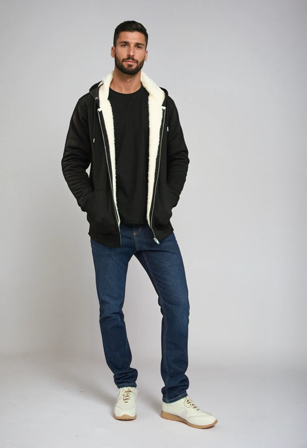HYGGER SHERPA | unisex zip hoodie with sherpa inner lining