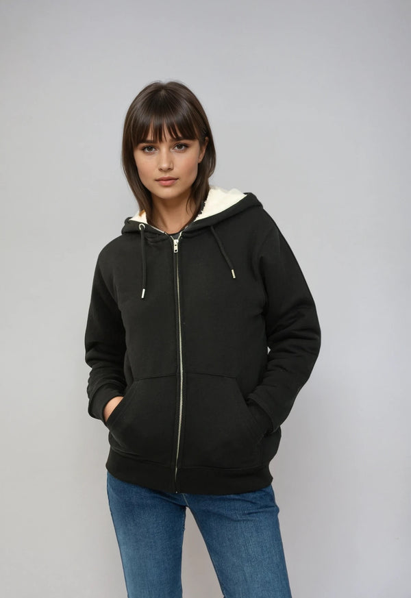HYGGER SHERPA | unisex zip hoodie with sherpa inner lining
