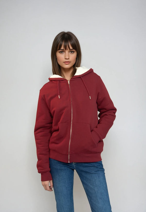 HYGGER SHERPA | unisex zip hoodie with sherpa inner lining