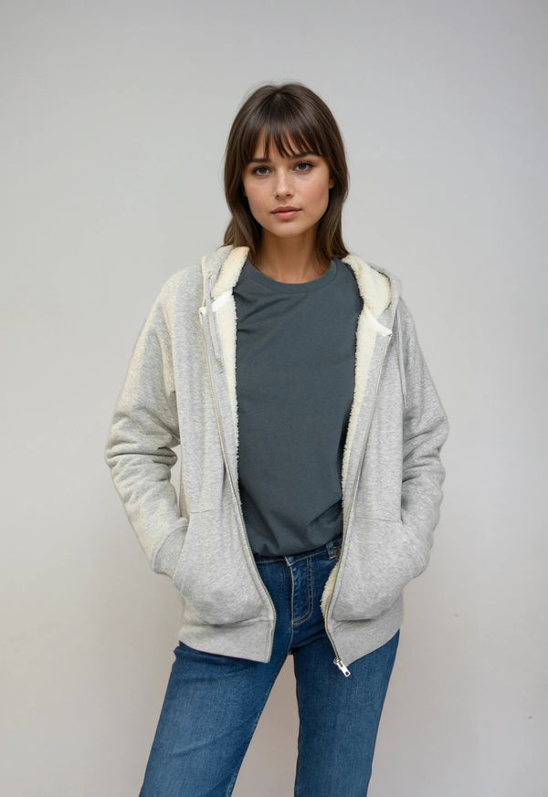 HYGGER SHERPA | unisex zip hoodie with sherpa inner lining