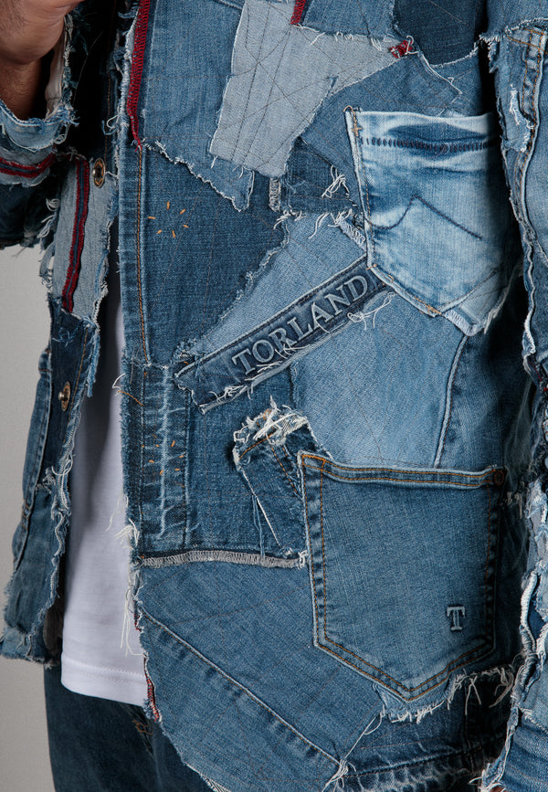 Handmade upcycled designer jacket for men | Sustainable fashion statement made from old jeans 