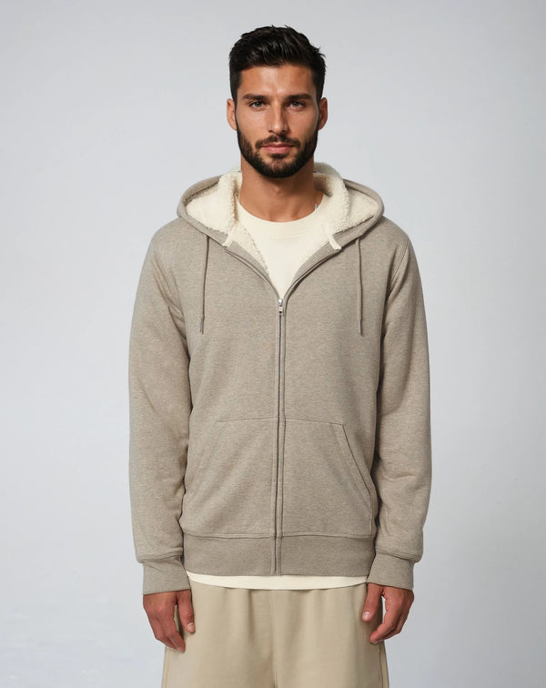 HYGGER SHERPA | unisex zip hoodie with sherpa inner lining