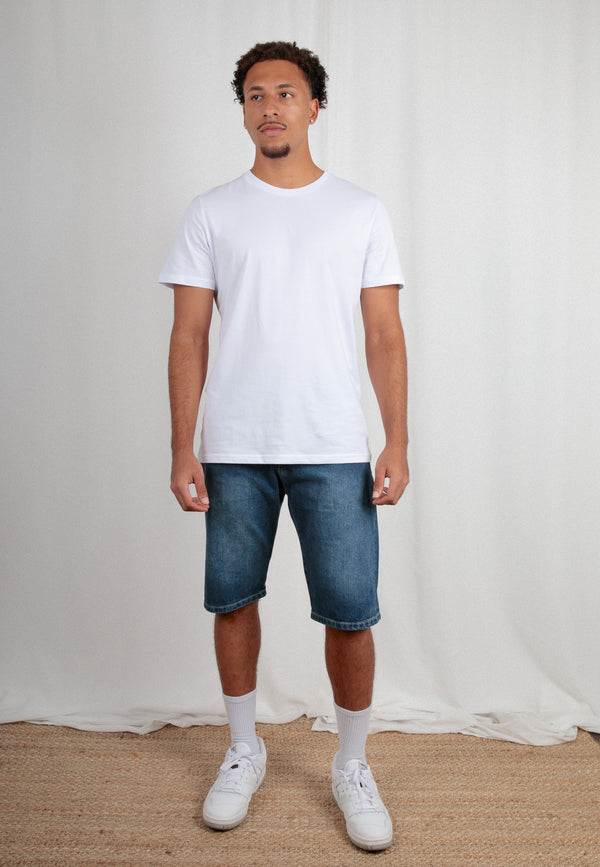 SHANE | Sustainable denim shorts for men made from 100% organic cotton in mid indigo 