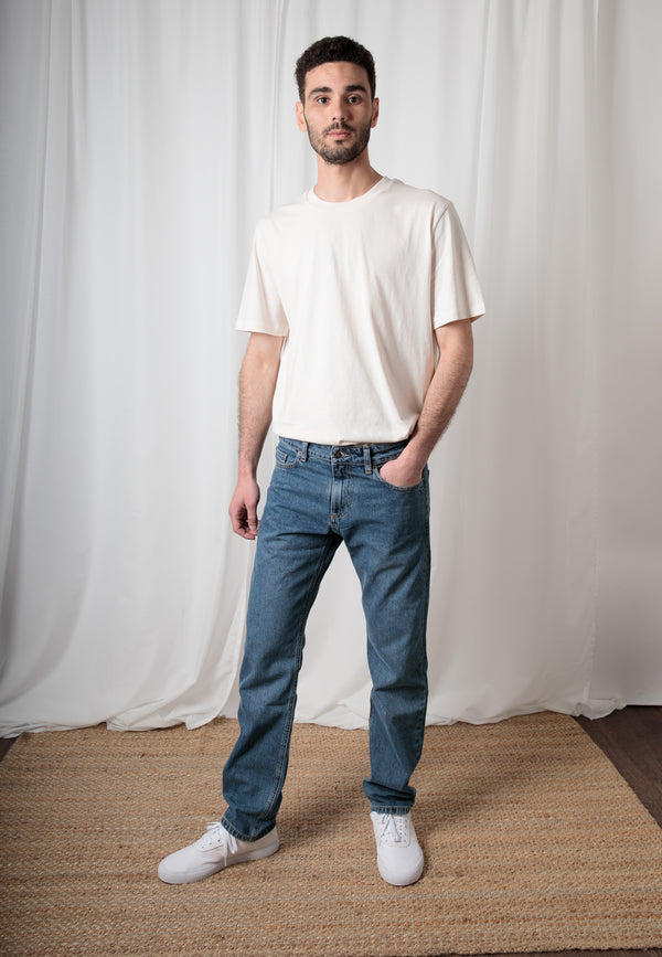 SVEN - Sustainable straight fit men's jeans made from 100% organic denim in Mid Indigo - new collection