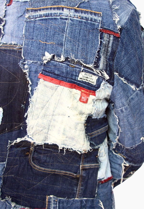 Handmade upcycled designer jacket for men | Sustainable fashion statement made from old jeans 