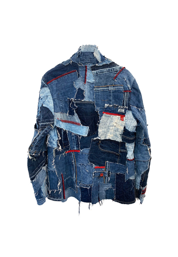 Handmade upcycled designer jacket for men | Sustainable fashion statement made from old jeans 