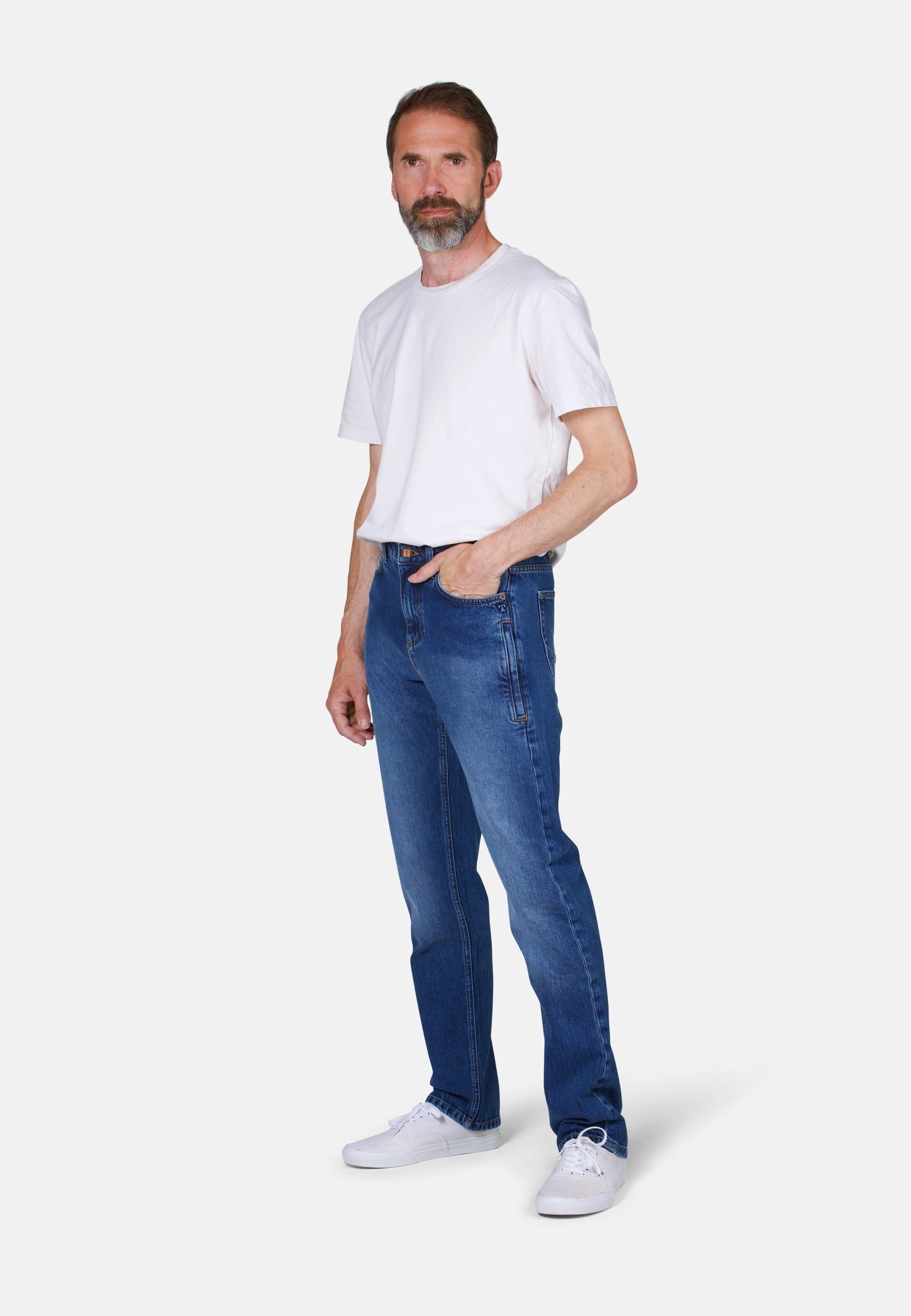 Straight Fit - Mid Indigo Herren-Jeans Modell "LUCA"