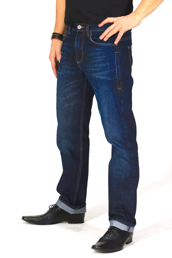 STRAIGHT FIT | Sustainable men's jeans made from organic denim in dark indigo (2020 collection) 